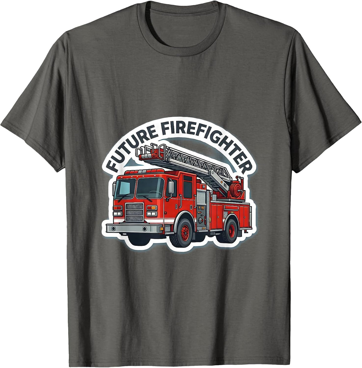 Men's Future Firefighter Playful Fire Truck Kids Birthday T-Shirt - Asphalt Grey