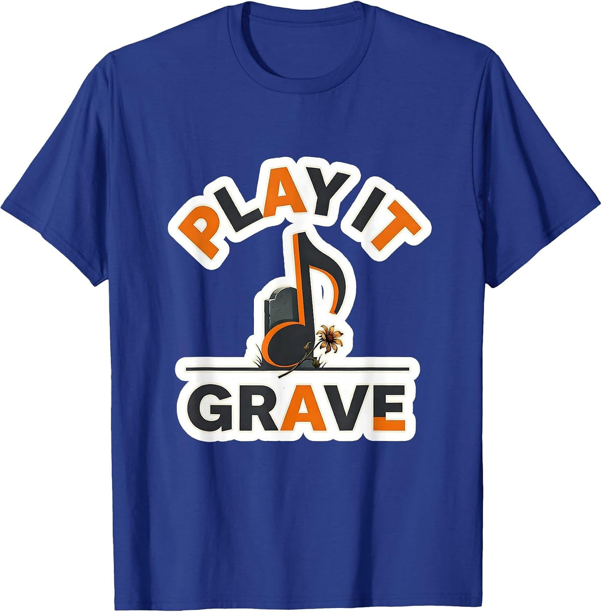 Men's Play It Grave Halloween Ghost Musician Music Teacher Humor T-Shirt - Royal Blue