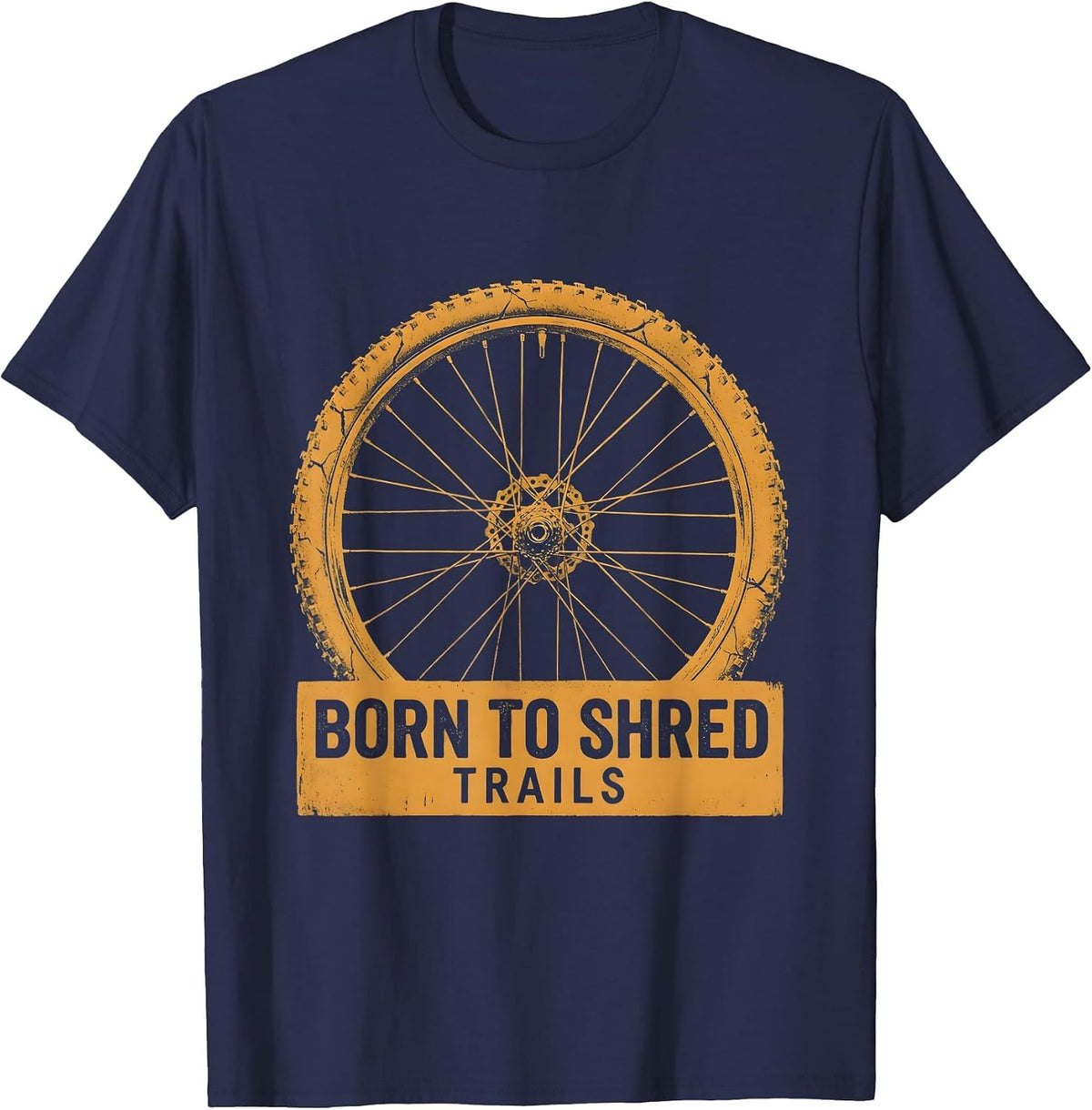 Born to Shred Trails MTB Graphic Design T-Shirt - Navy Blue