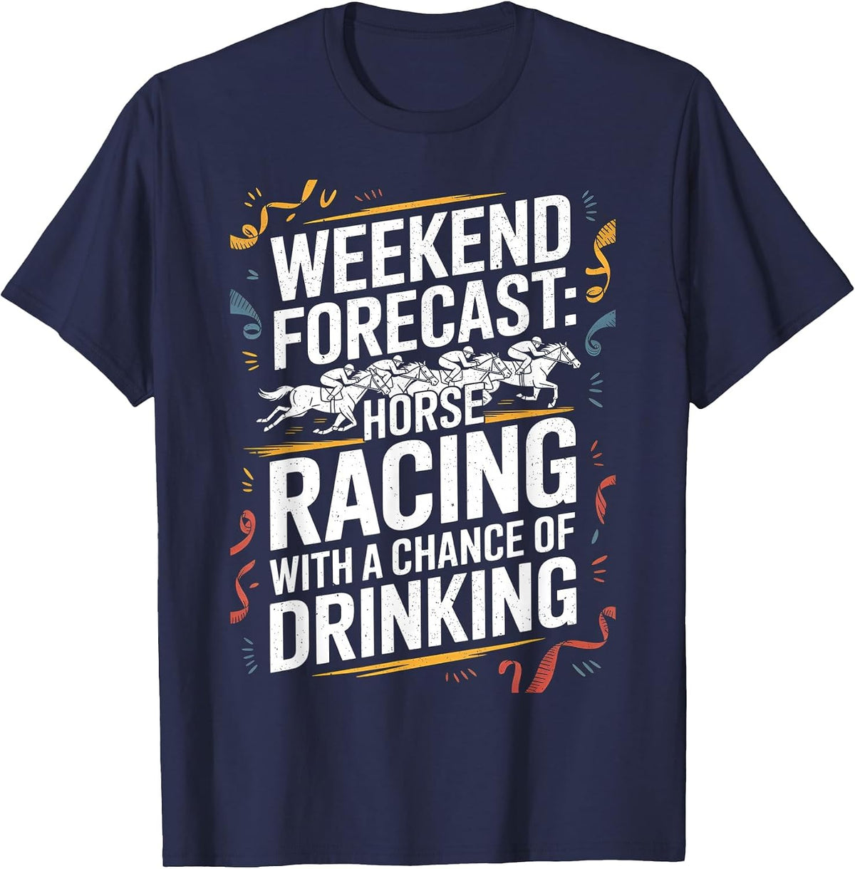 Horse Racing Design for Men Women Derby Horse Racing T-Shirt - Navy Blue