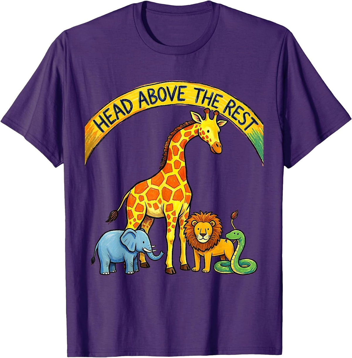 Men's Head Above the Rest Giraffe Design T-Shirt - Purple