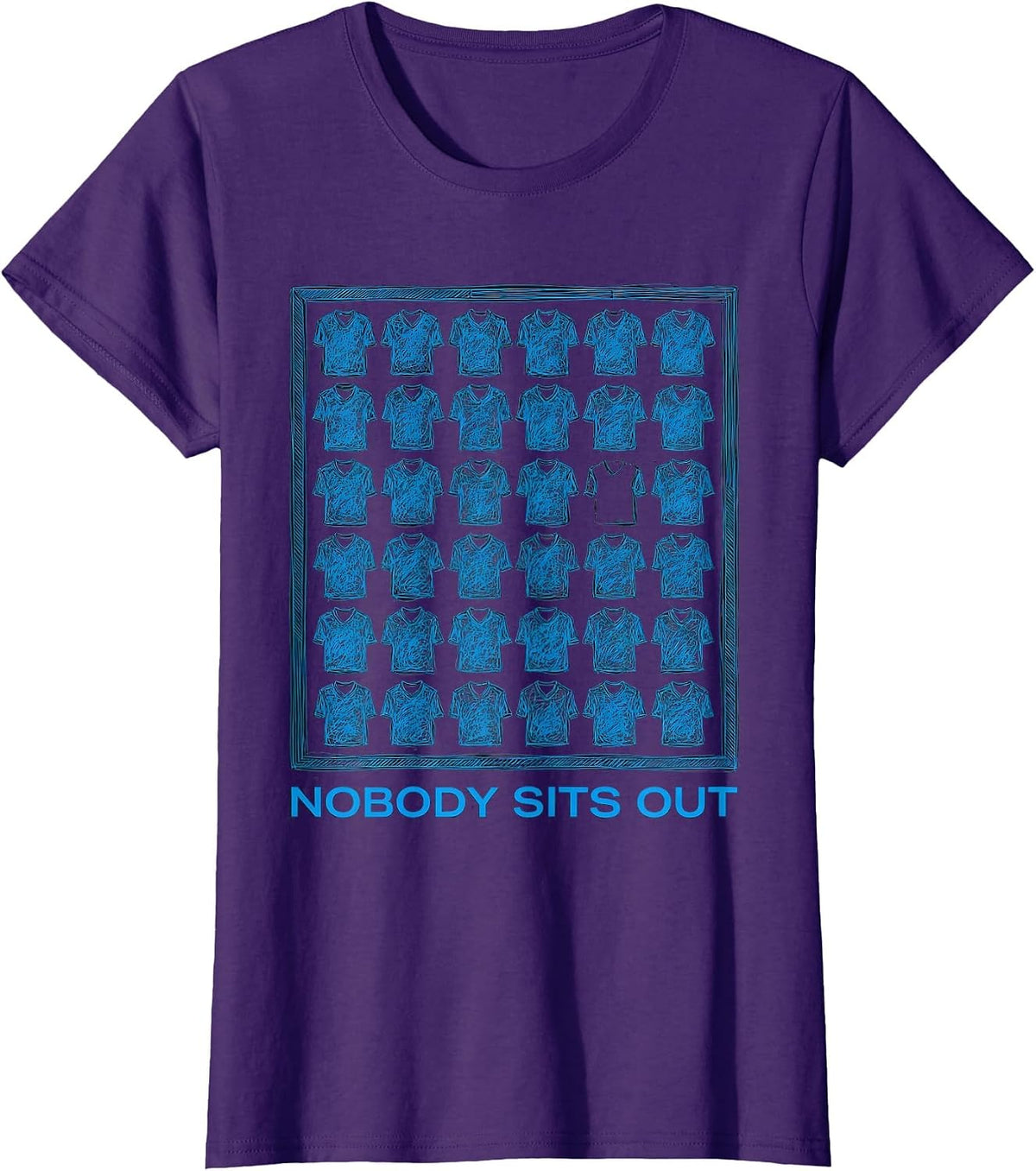 Women's Nobody Sits Out Funny PE Teacher Appreciation Gym Class T-Shirt - Purple