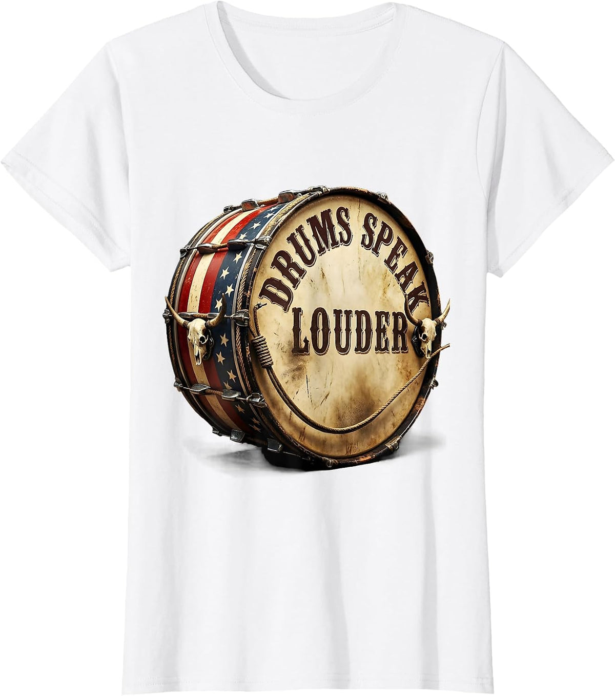 Drums Speak Louder Band Music Graphic Design T-Shirt - White