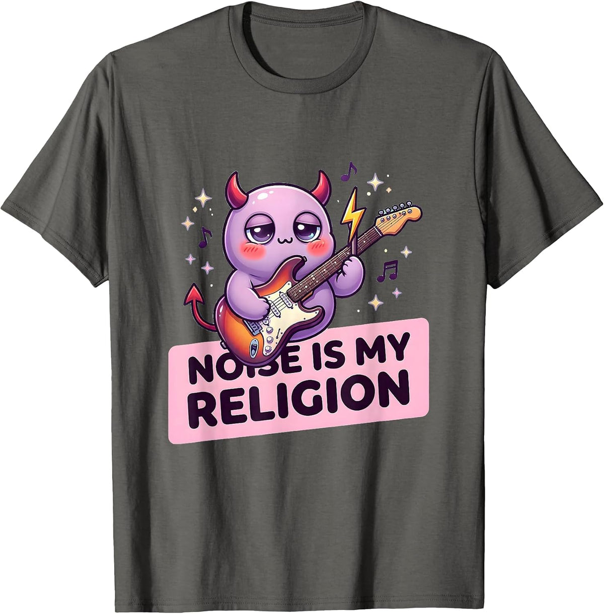 Noise Is My Religion Punk Band Design T-Shirt - Asphalt Grey