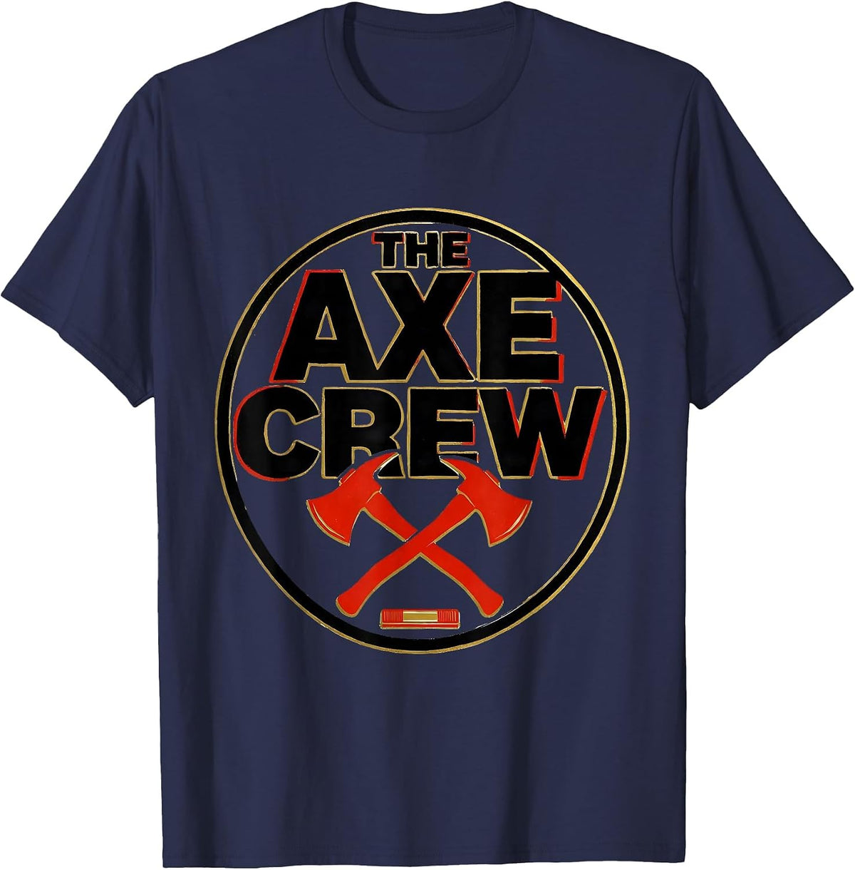 THE AXE CREW Screenprint Firefighter Humor Thin Red Line T-Shirt - Navy Blue