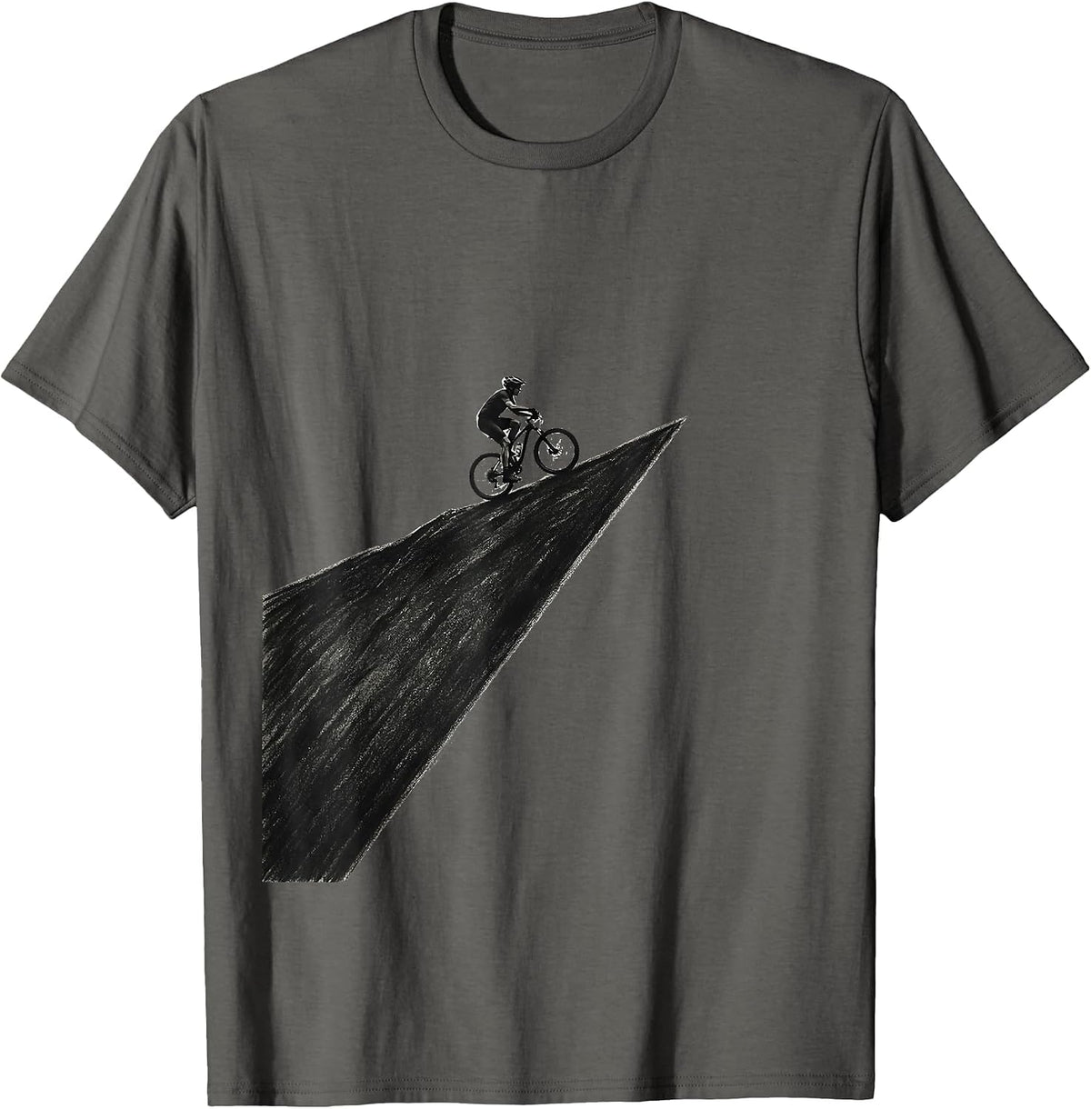 Cyclist Silhouette Mountain Summit Climbing T-Shirt - Asphalt Grey