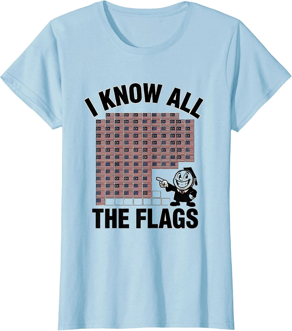 I Know All The Flags Geography Lover World Traveler Gift T-Shirt - Baby Blue