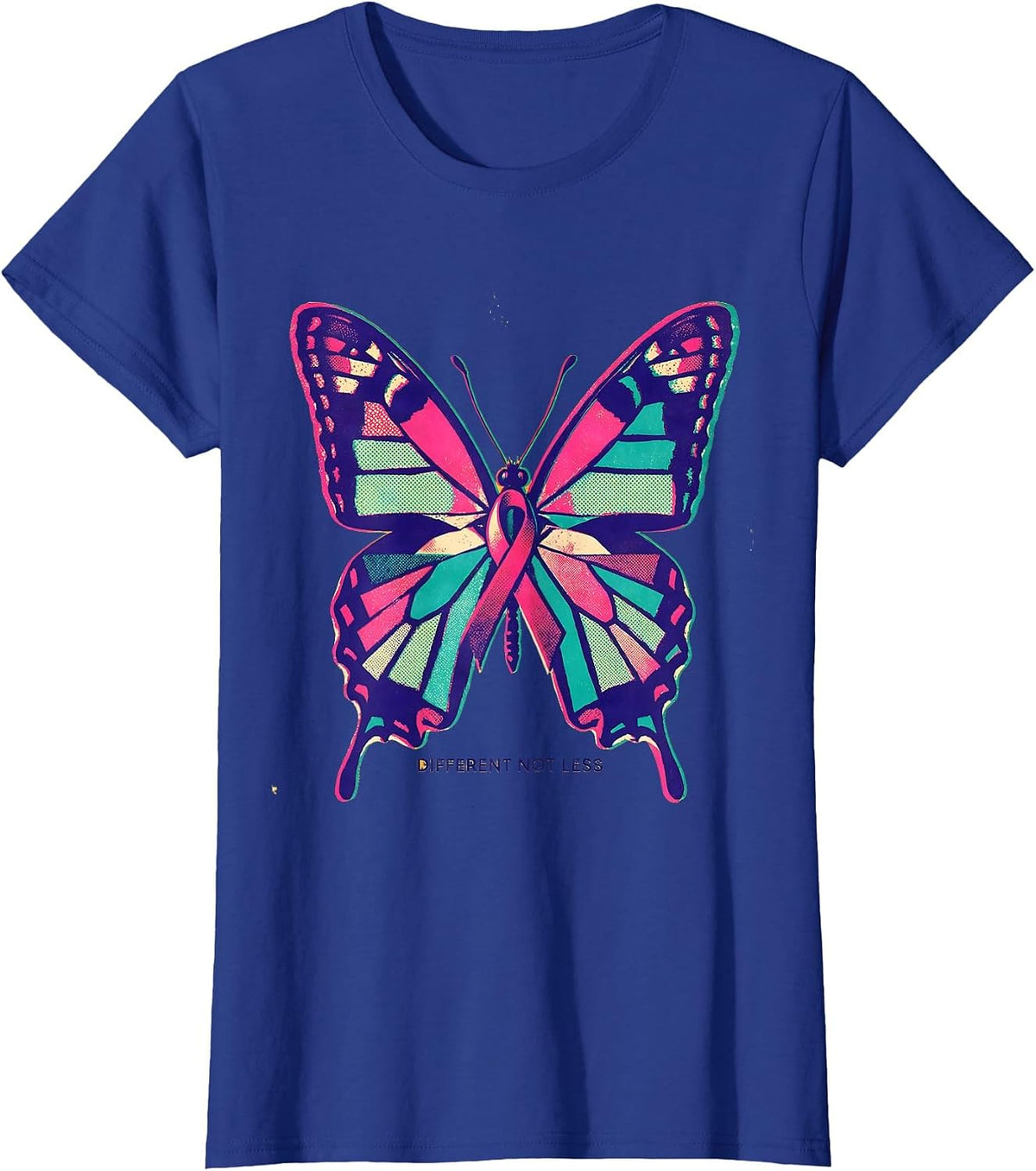 Women's Different Not Less Down Syndrome Awareness Design T-Shirt - Royal Blue