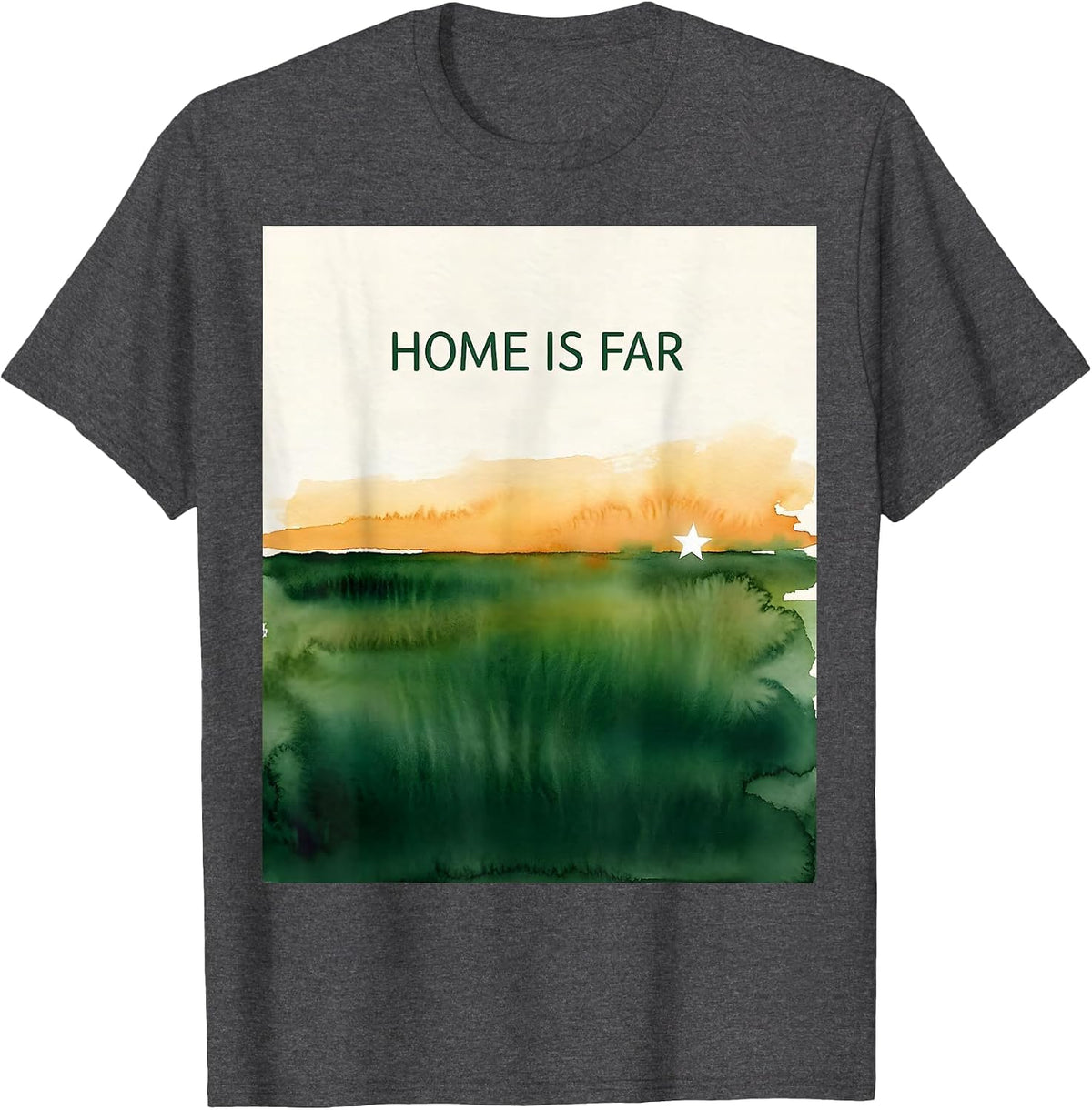 Home Is Far Watercolor Indian Pakistani Independence Day T-Shirt - Dark Heather Grey