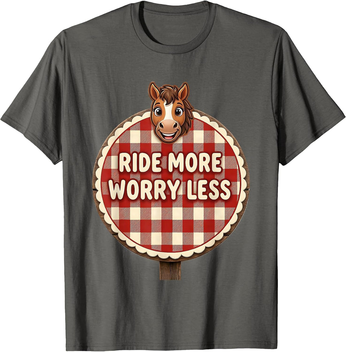 Men's Ride More Worry Less Horse Lover Design T-Shirt - Asphalt Grey