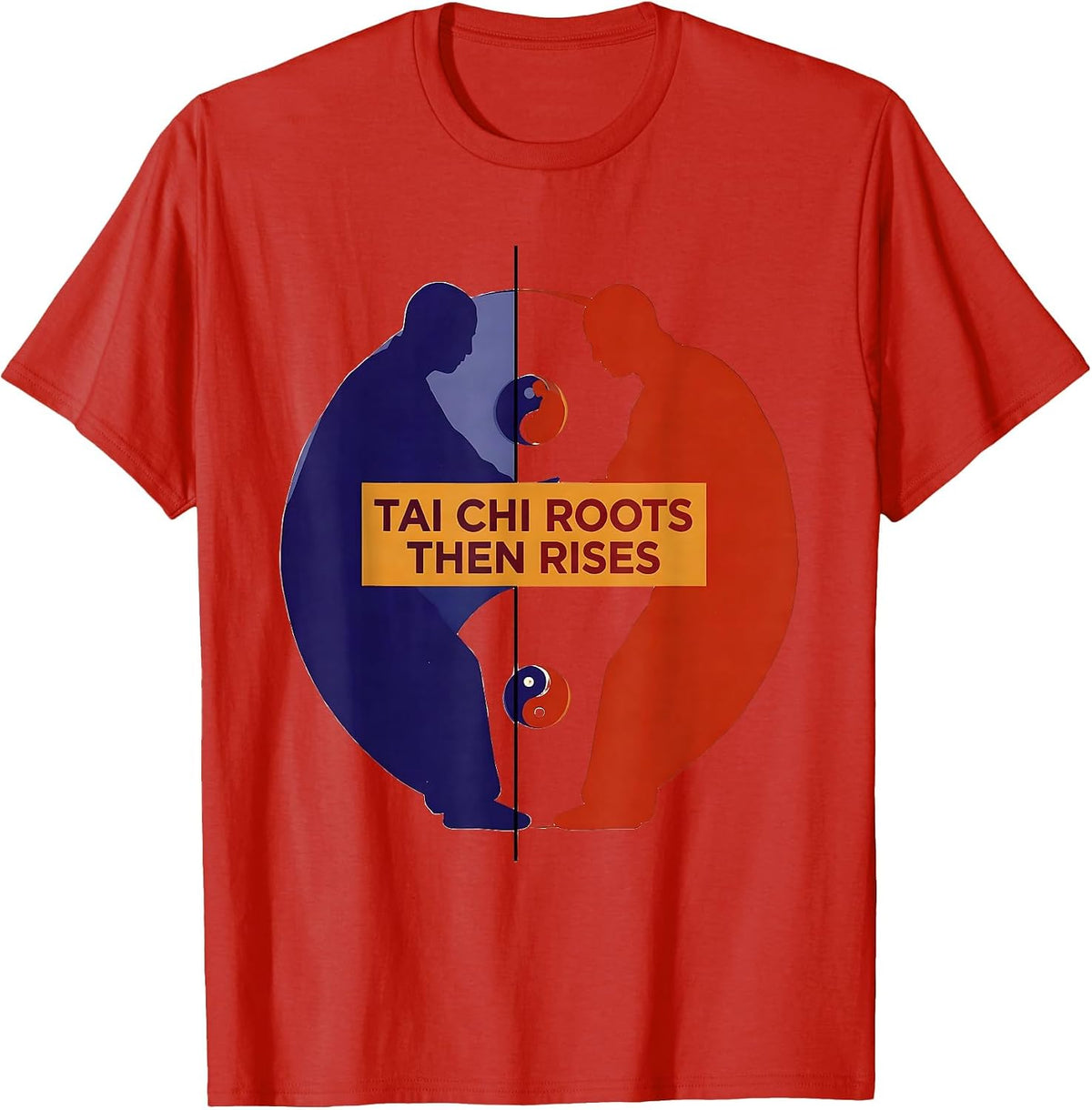 Men's Tai Chi Roots, Then Rises Yin Yang Martial Arts Philosophy T-Shirt - Red