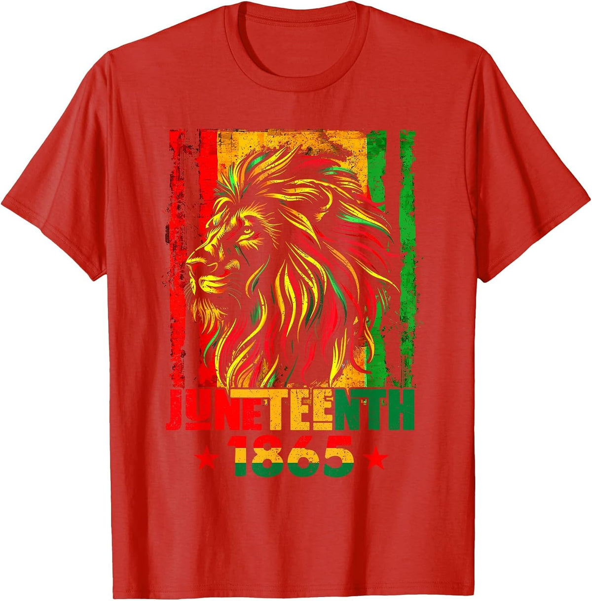 Juneteenth Lion Men Women African American Black History T-Shirt - Red