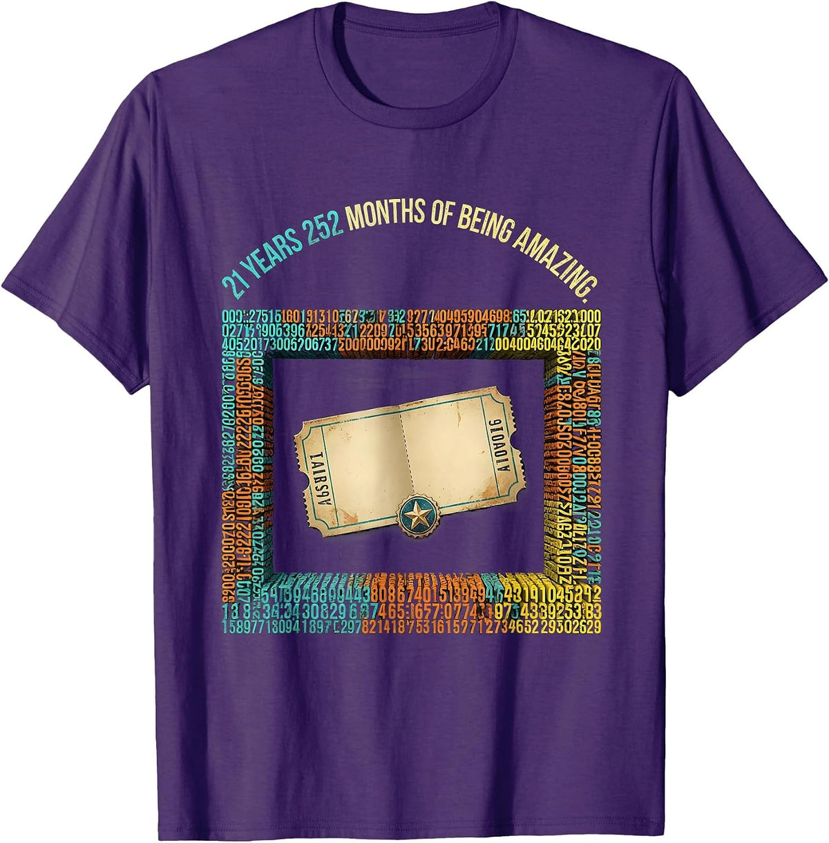 21 Years 252 Months Of Being Amazing Vintage Birthday Humor T-Shirt - Purple