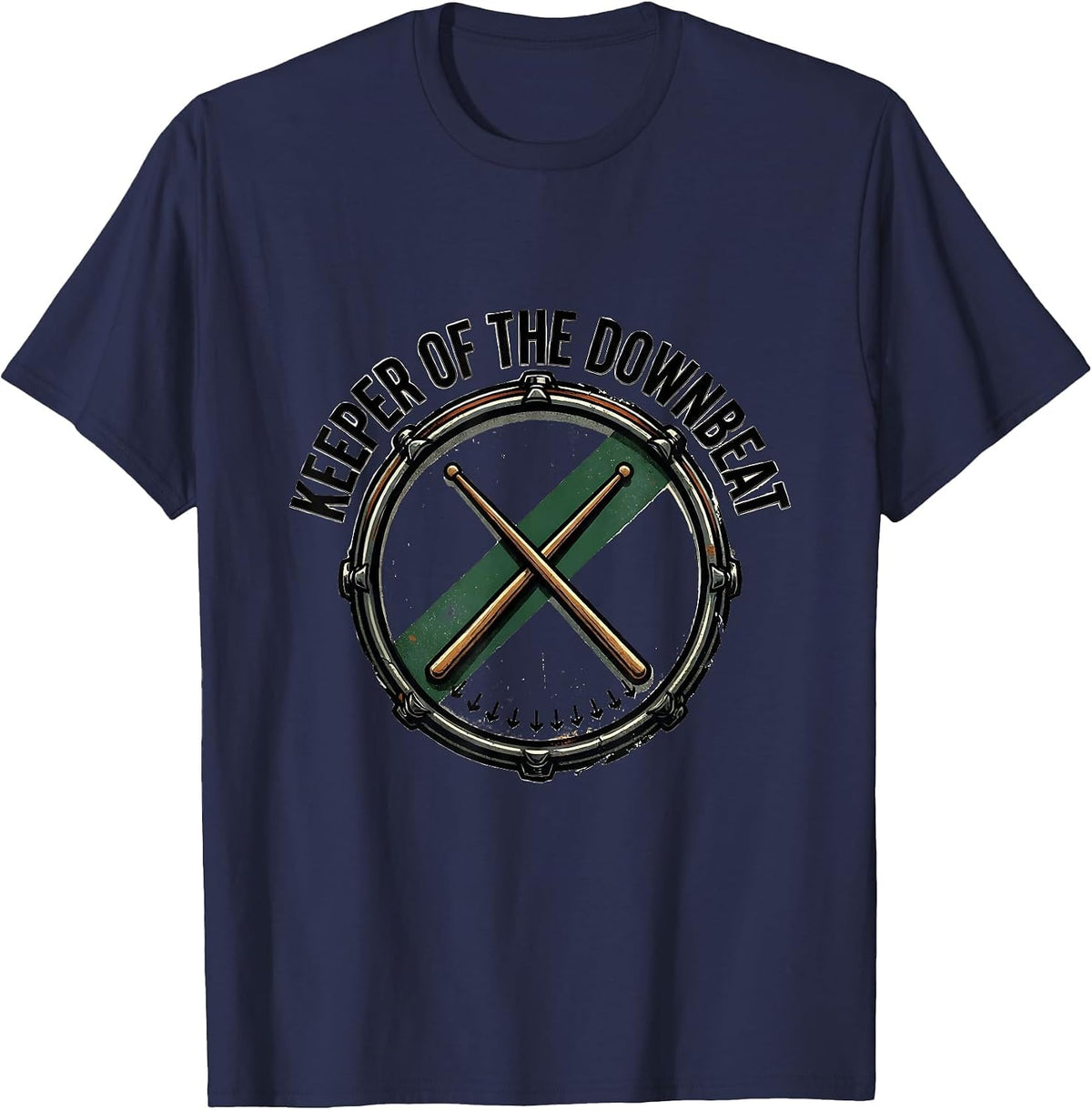 Men's Keeper Of The Downbeat Vintage Drummer Drumline T-Shirt - Navy Blue