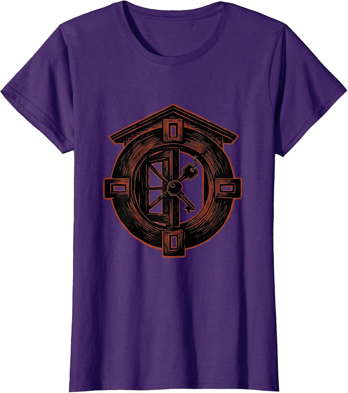 Women's Interlocked Door Realtor Humor Real Estate Agent Gift T-Shirt - Purple