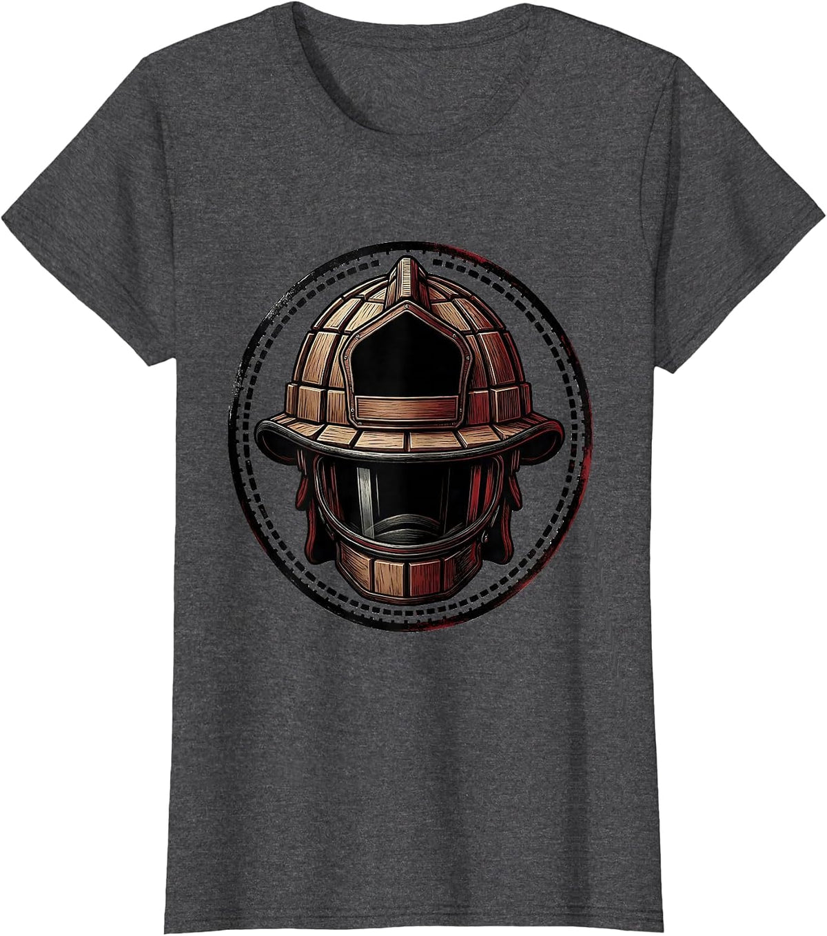 Women's Firefighter Helmet Badge Humor Occupation Pride T-Shirt - Dark Heather Grey