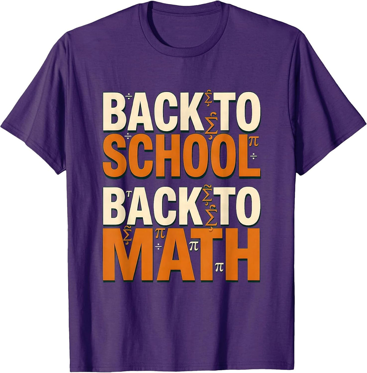 Men's Back to School Back to Math Teacher Design T-Shirt - Purple