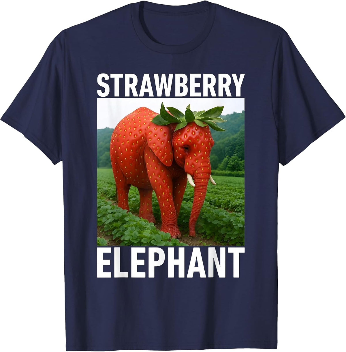 Strawberry Elephant Italian Brainrot Meme Tee Shirt for Kids T-Shirt - Navy Blue