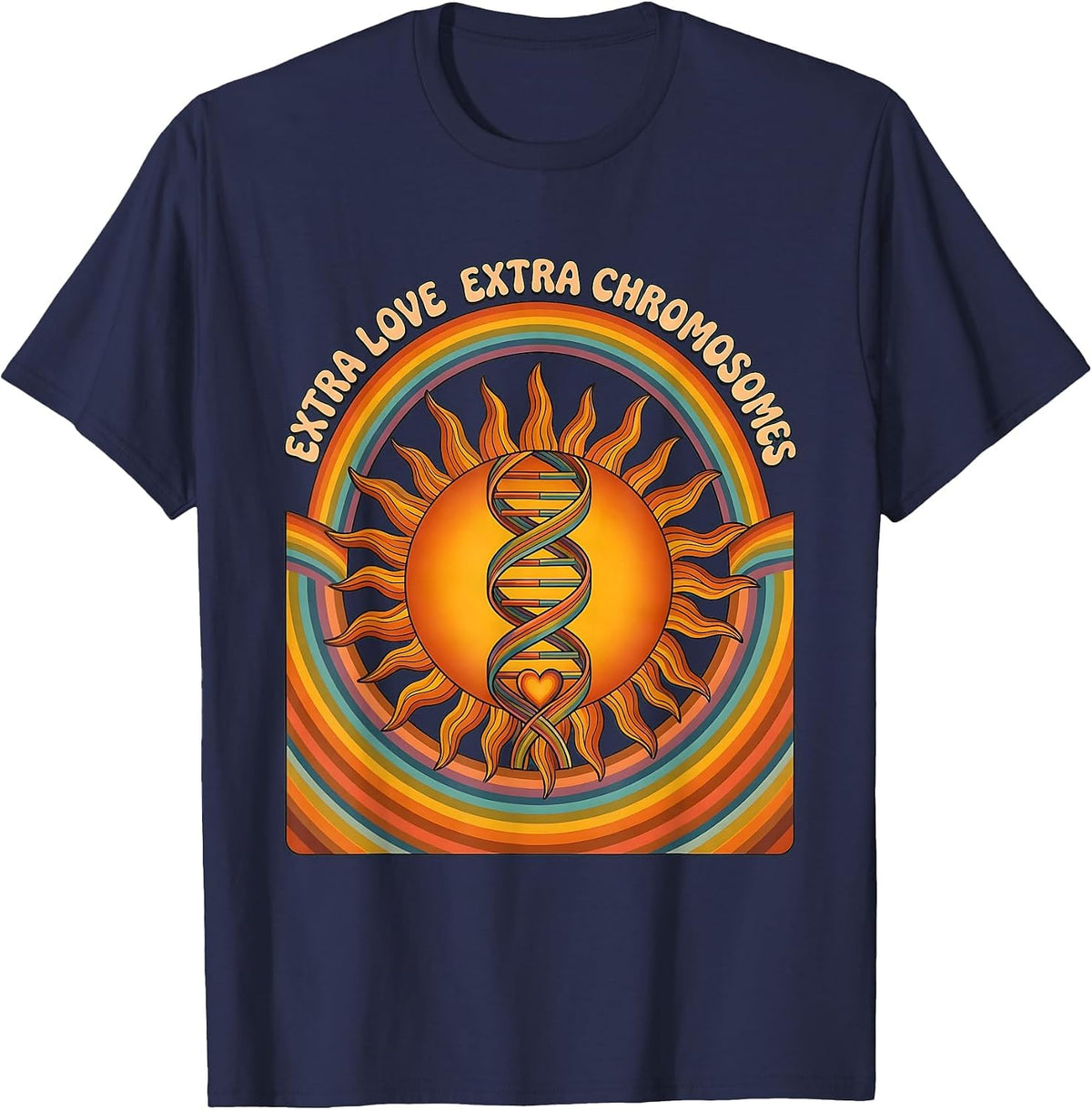 Men's Extra Love Extra Chromosomes Down Syndrome Awareness T-Shirt - Navy Blue