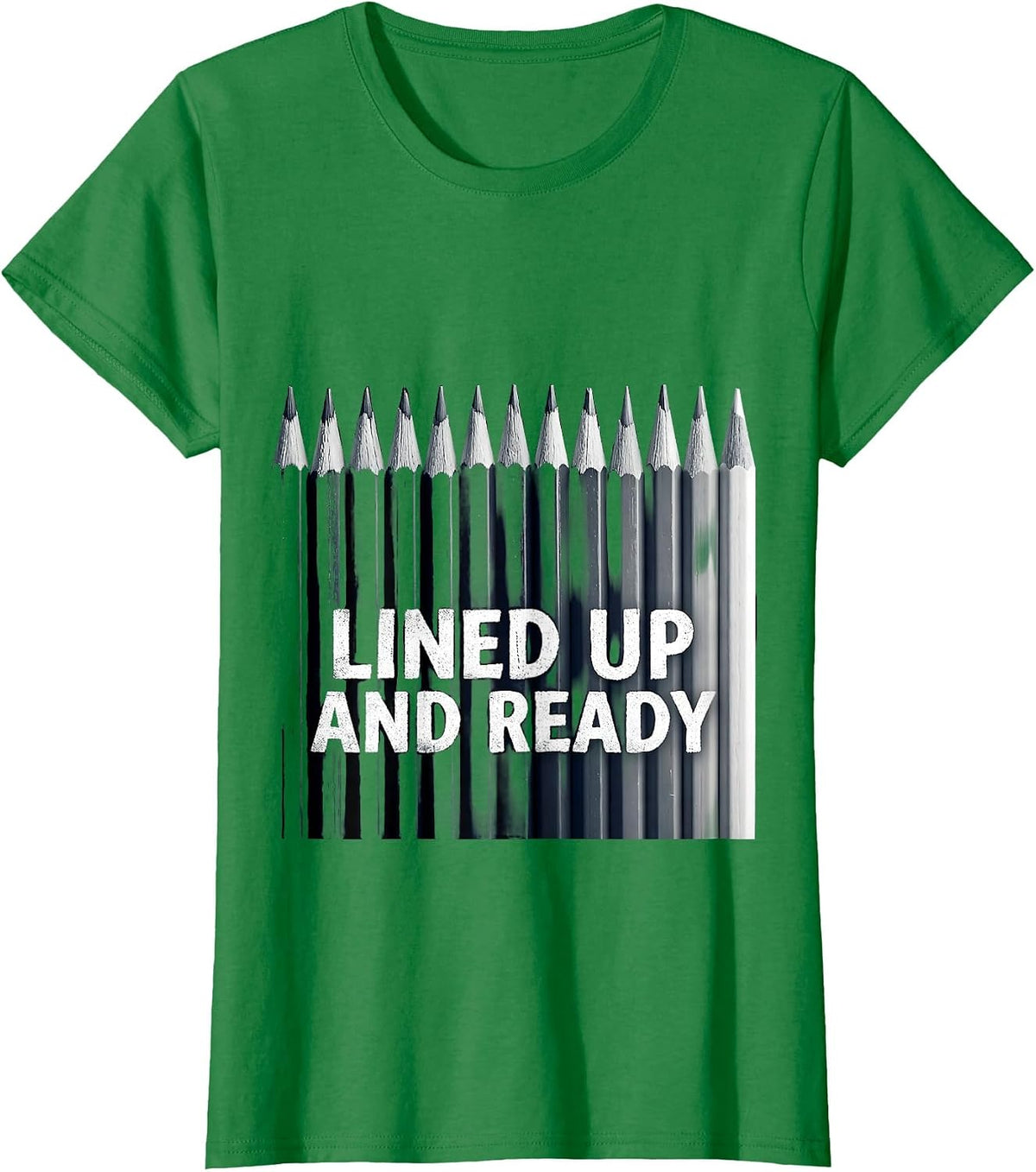 Lined Up and Ready 5th Grade Teacher Design T-Shirt - Kelly Green
