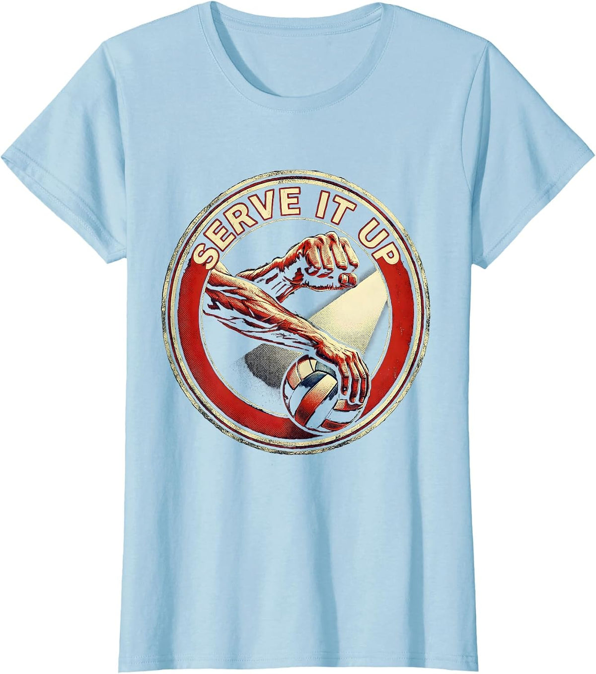 Serve It Up Volleyball Graphic Design T-Shirt - Baby Blue