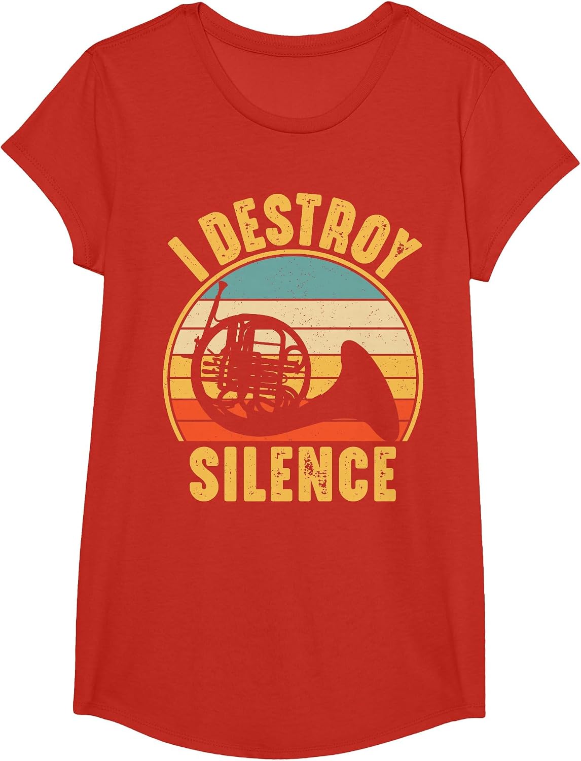 Funny French Horn I Destroy Silence T-Shirt - Girls Red