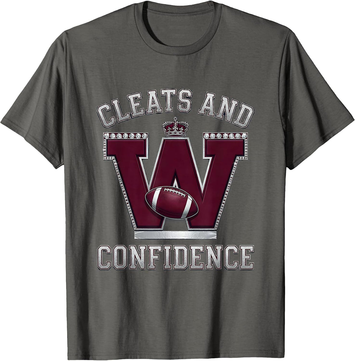 Cleats and Confidence Rugby Graphic Design T-Shirt - Asphalt Grey