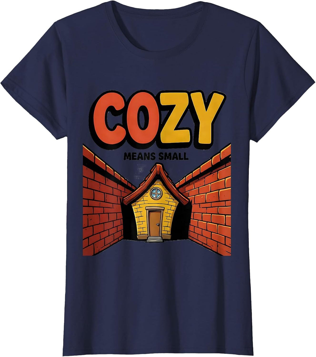 Women's Cozy Means Small Cartoon Funny Realtor Real Estate Agent T-Shirt - Navy Blue