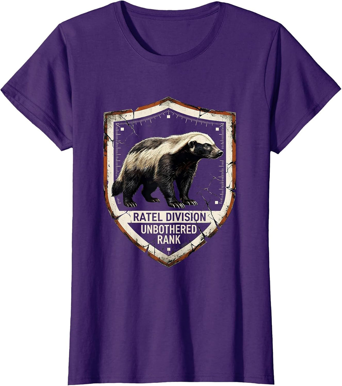 Women's Ratel Division, Unbothered Rank Funny Honey Badger Wildlife T-Shirt - Purple
