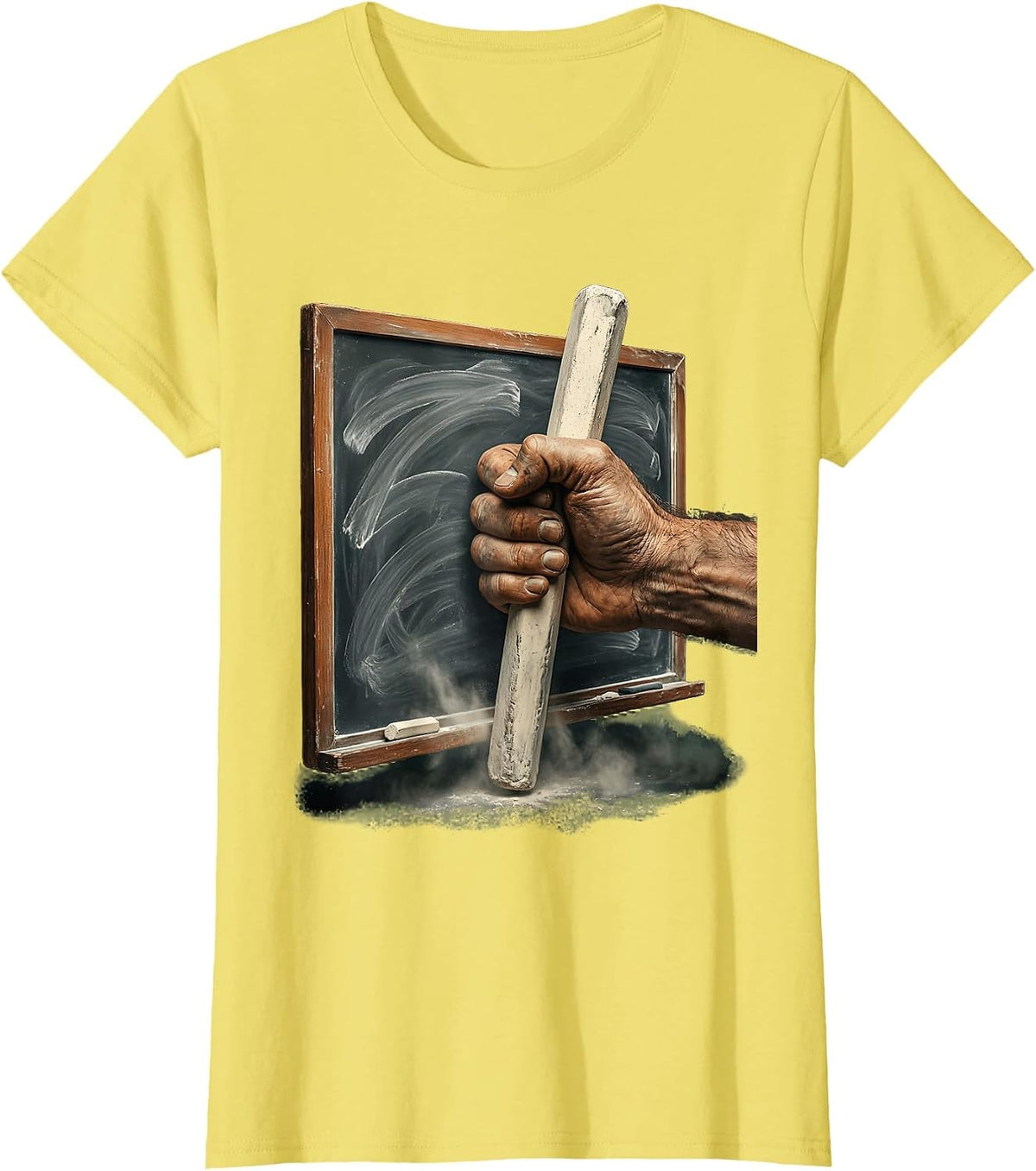 5th Grade Teacher Chalkboard Chalk Illustration T-Shirt - Lemon Yellow