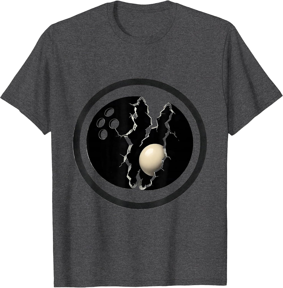 Bowling Ball Cracked Egg Funny Bowling Graphic T-Shirt - Dark Heather Grey