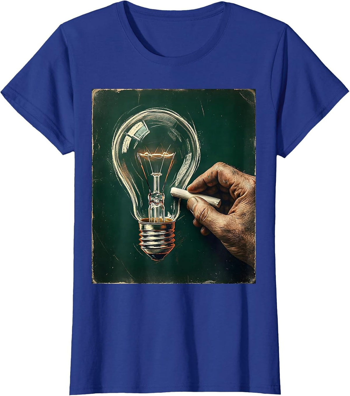 Women's 5th Grade Teacher Chalkboard Lightbulb Design T-Shirt - Royal Blue