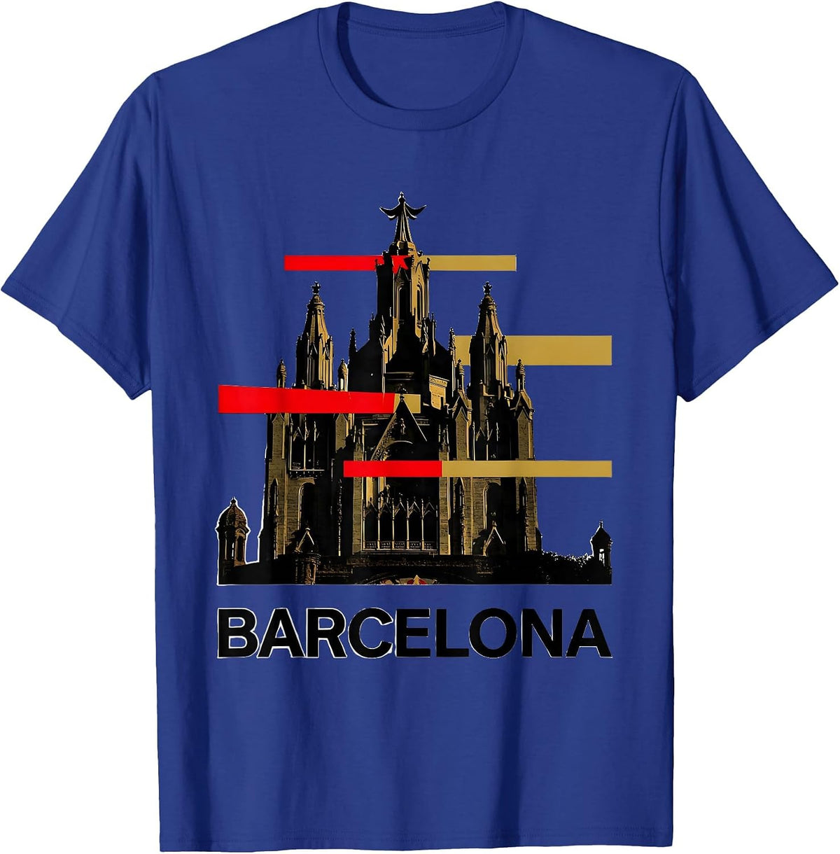Barcelona New Wave Typography Spanish Heritage Souvenir T-Shirt - Royal Blue