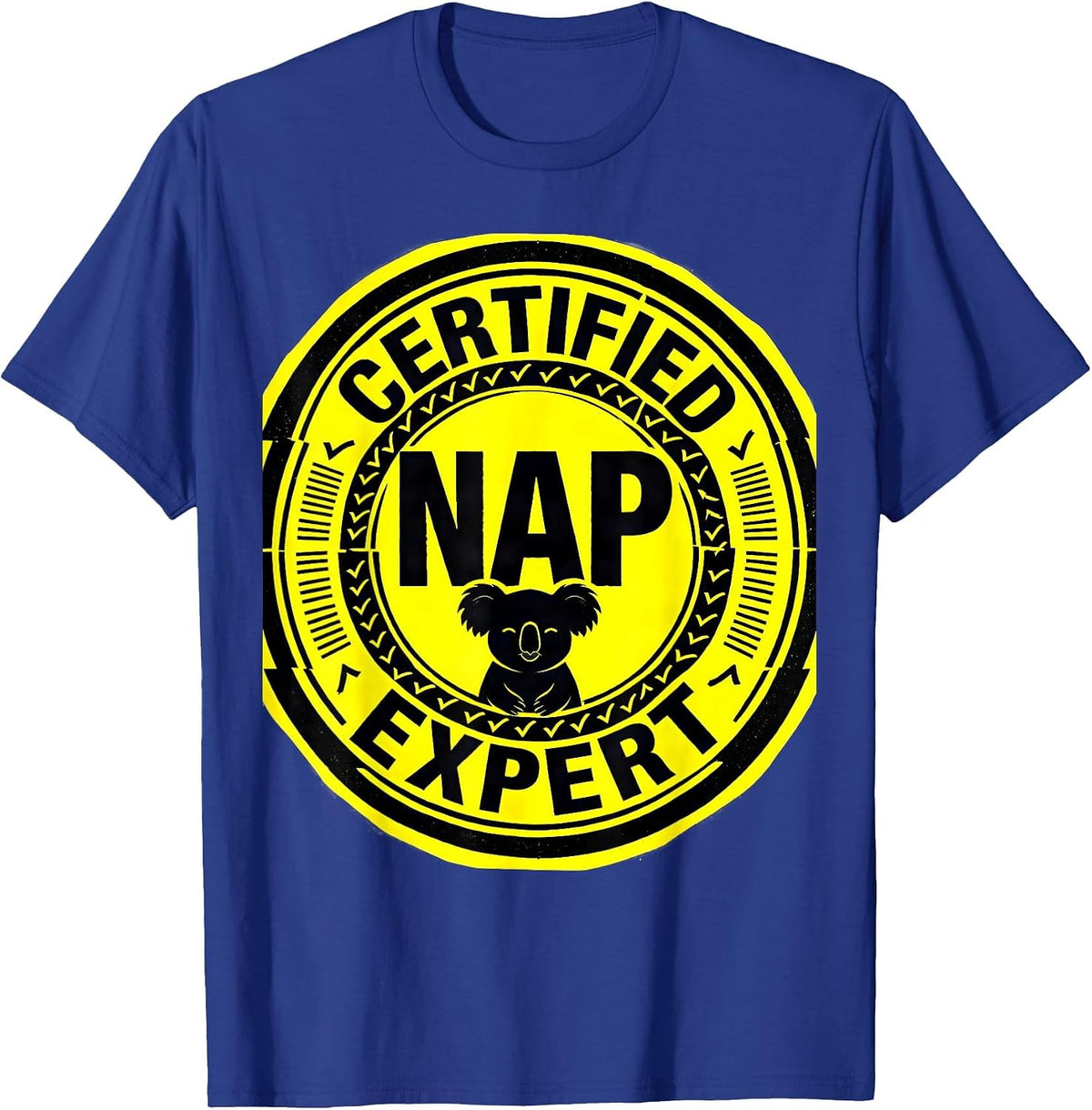 Certified Nap Expert Stencil Graphic Cute Animal Lover T-Shirt - Royal Blue