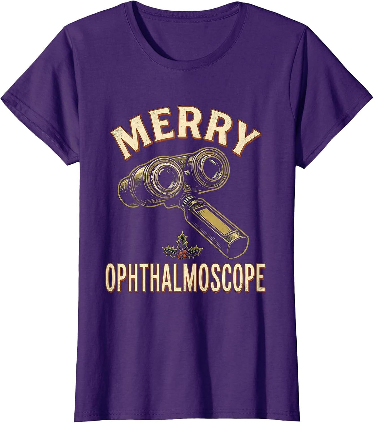 Women's Merry Ophthalmoscope Vintage Optometrist Eye Doctor Holiday T-Shirt - Purple