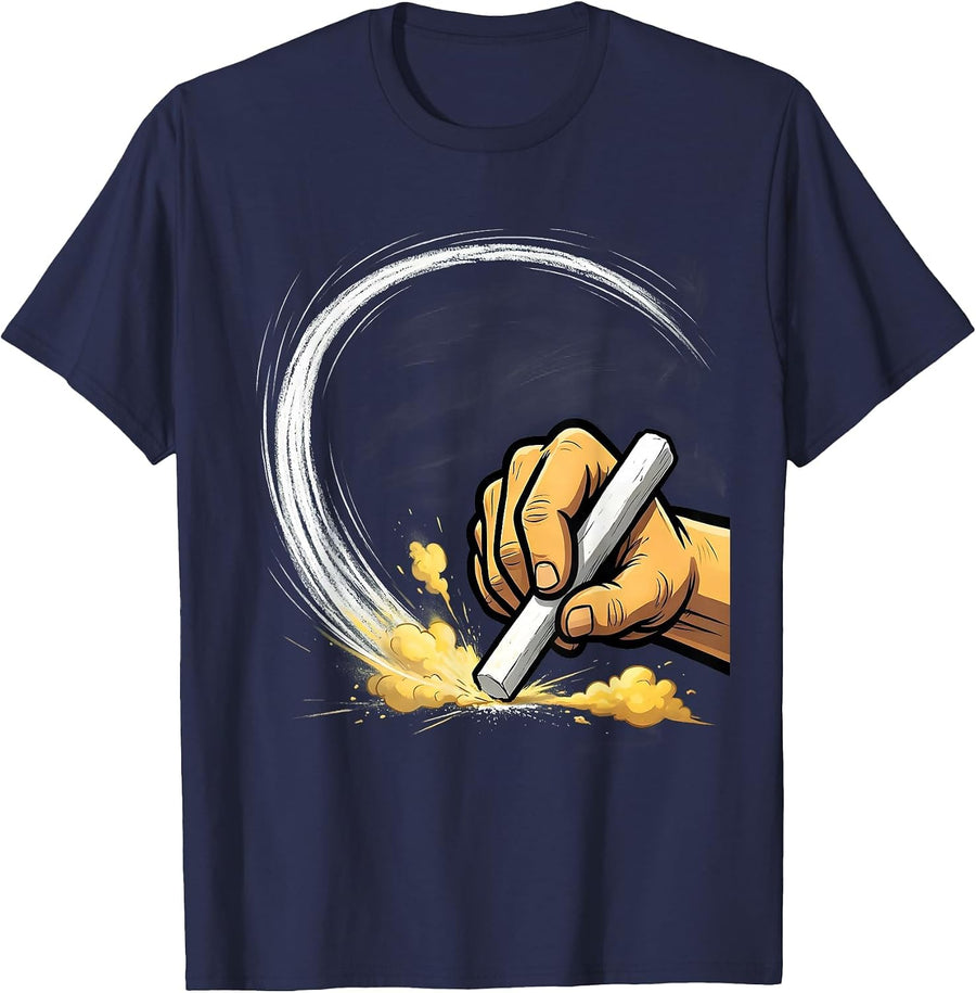 Math Teacher Parabola Chalkboard Illustration T-Shirt - Navy Blue