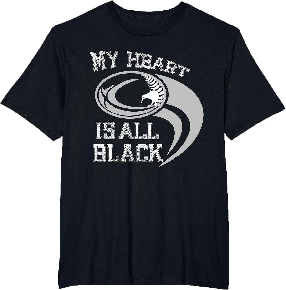 My Heart is All Black - Rugby New Zealand Fan T-Shirt - Black