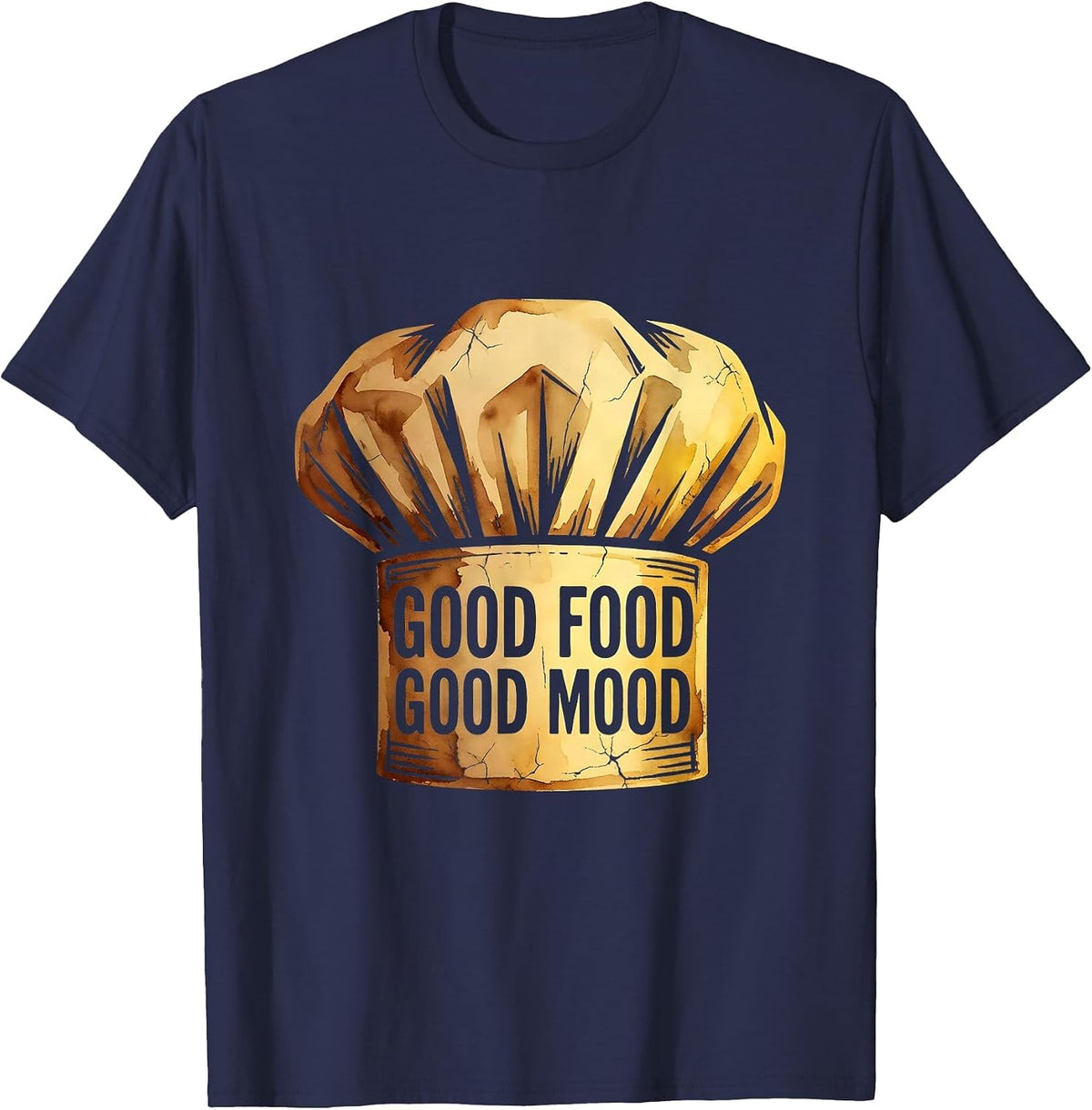 Good Food Good Mood Chef Culinary Design T-Shirt - Navy Blue