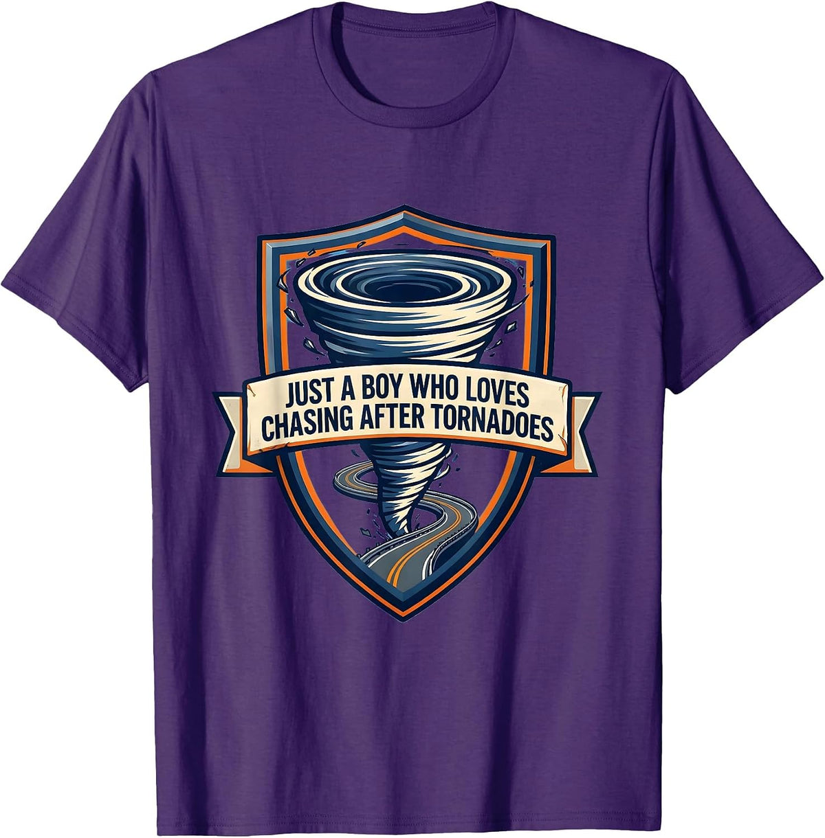 Just A Boy Who Loves Chasing After Tornadoes Storm Chaser T-Shirt - Purple