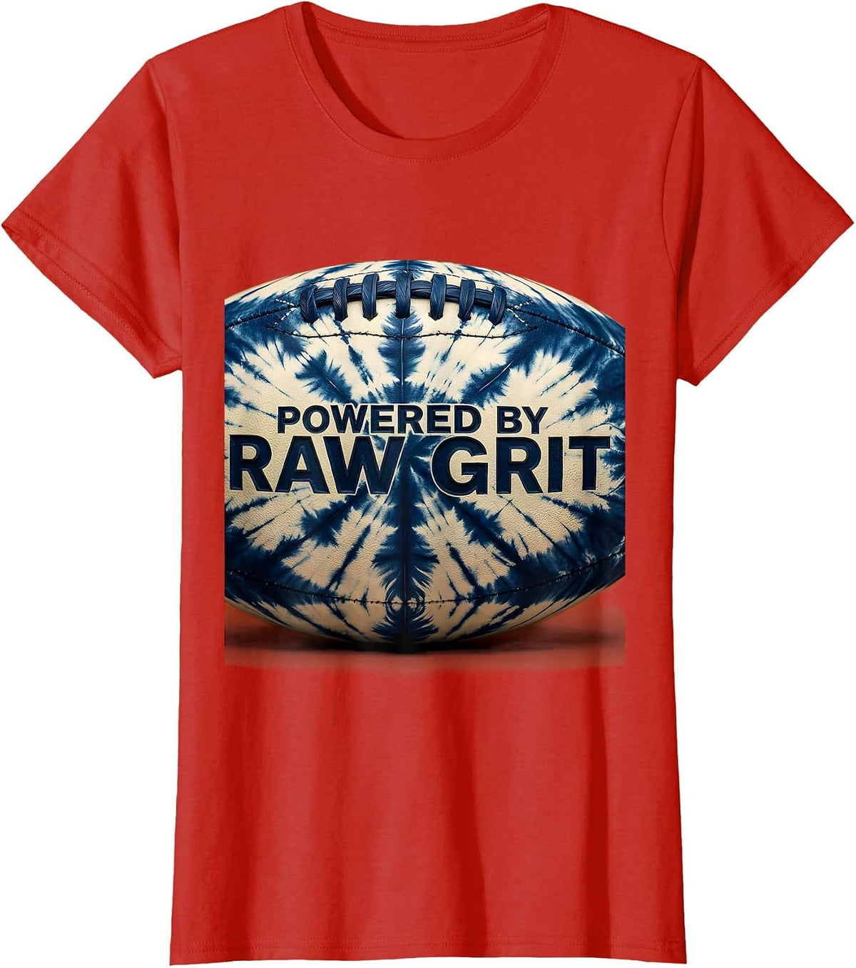 Powered by Raw Grit Rugby Graphic Design T-Shirt - Red
