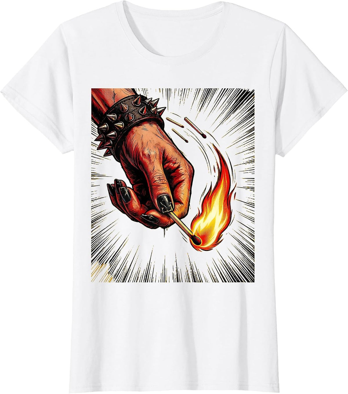 Punk Lit Match Drop Graphic Tee T-Shirt - White