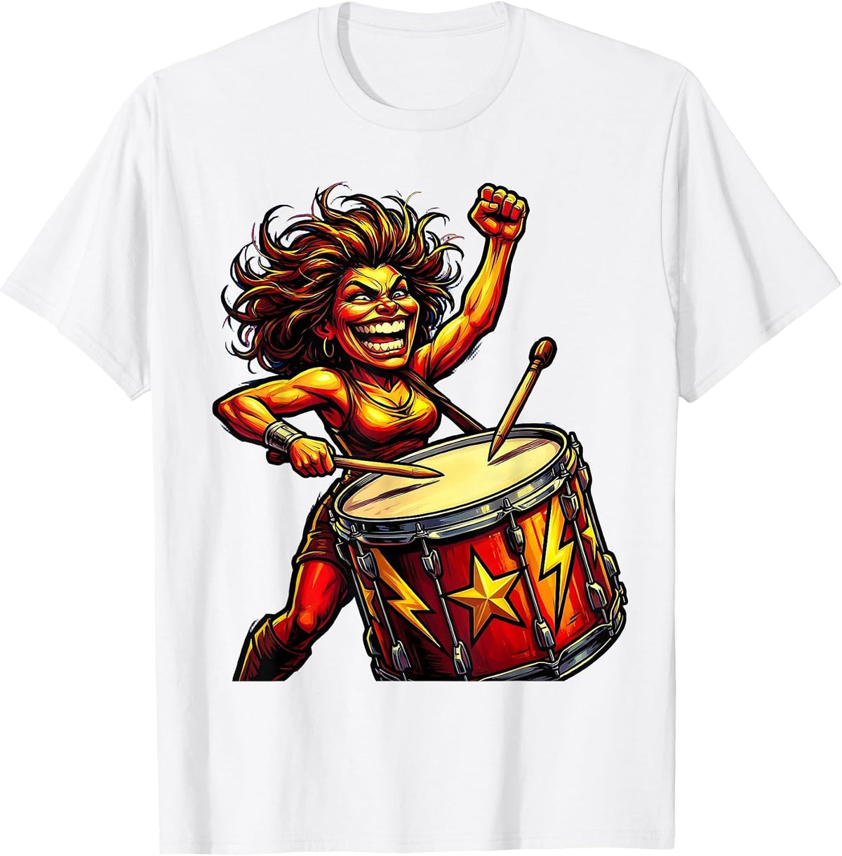 Men's Band Mom Fist Pump Bass Drum Graphic T-Shirt - White
