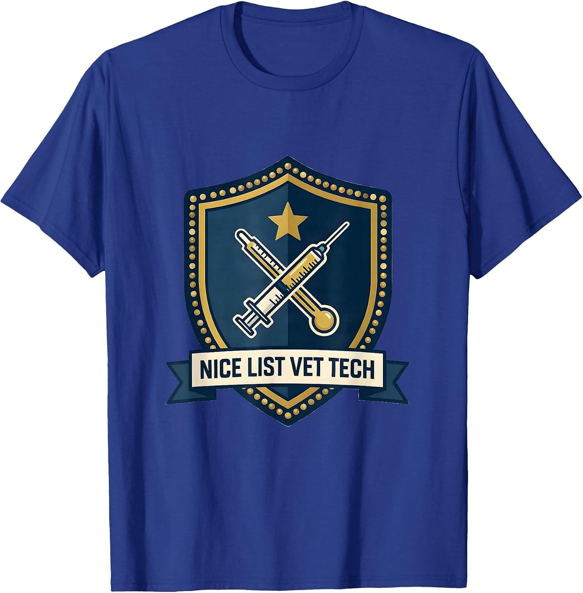 Men's Nice List Vet Tech Funny Veterinary Technician Christmas T-Shirt - Royal Blue