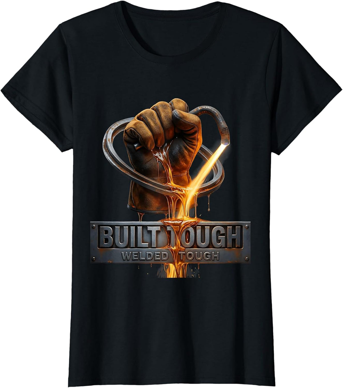Built Tough Welded Tough Welder Pride Design T-Shirt - Black