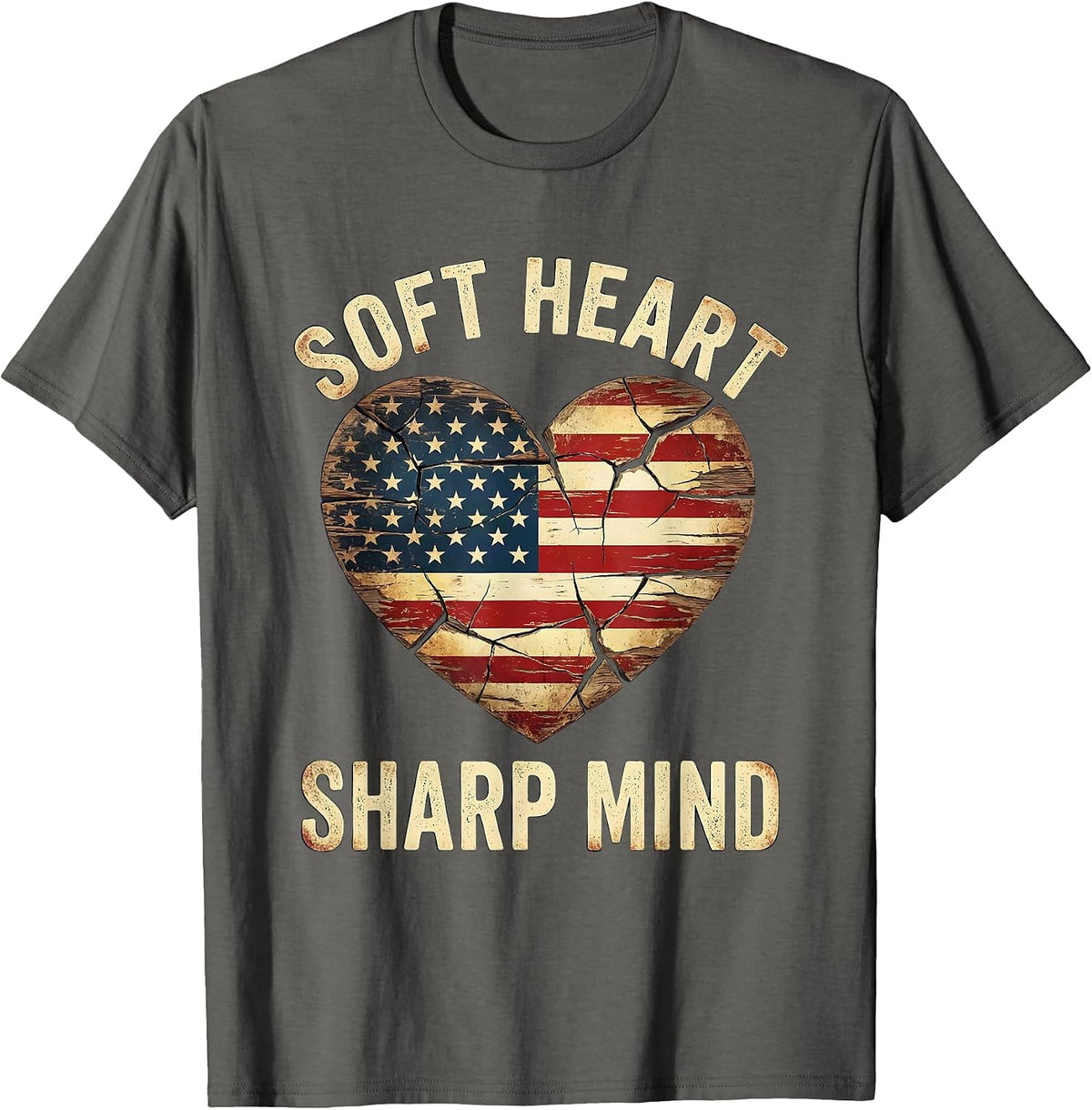 Soft Heart Sharp Mind Empowerment Design T-Shirt - Asphalt Grey