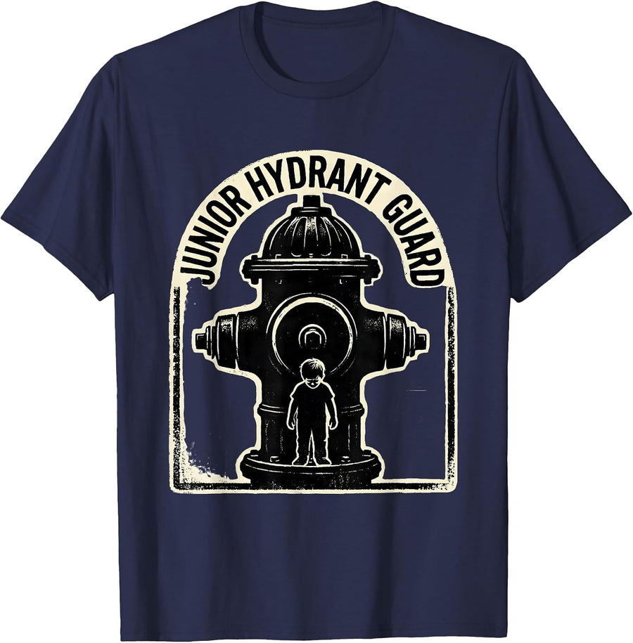 Junior Hydrant Guard Playful Toddler Firefighter Birthday T-Shirt - Navy Blue
