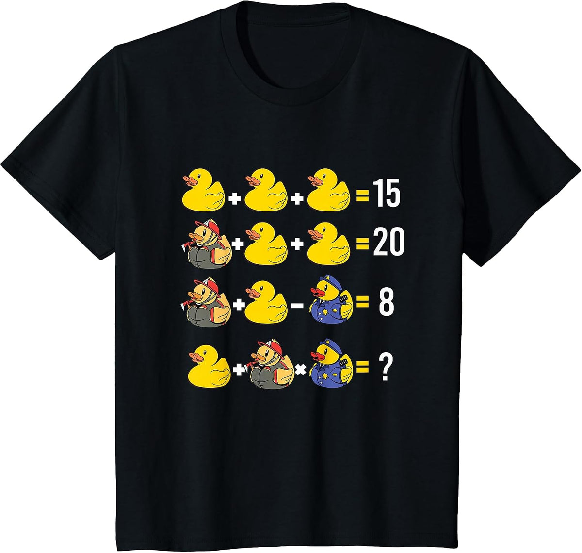 Order of Operations Duckie Quiz Rubber Duck Math Teacher T-Shirt - Black