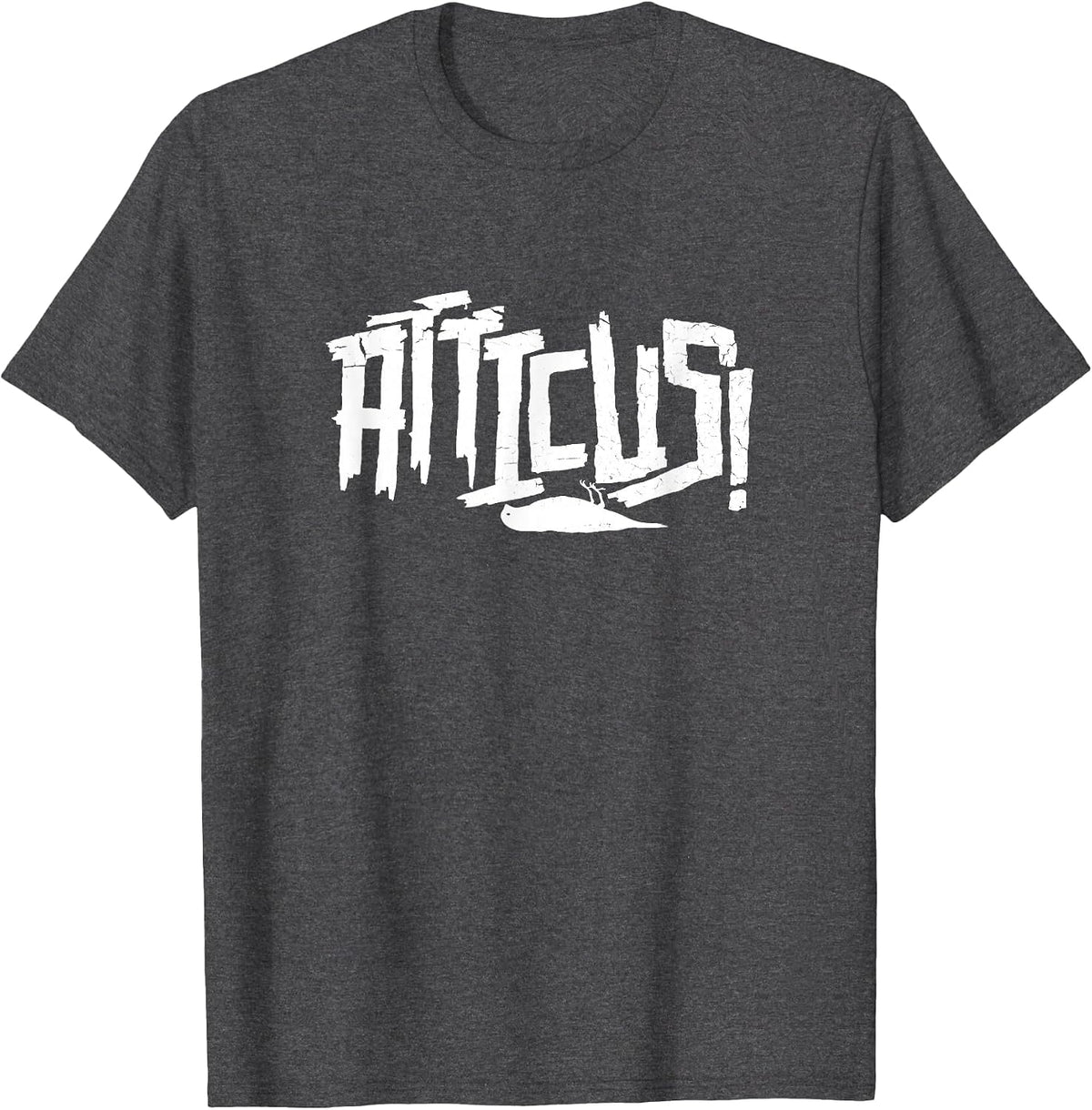 Atticus Type Logo T Shirt (White Print) T-Shirt - Dark Heather Grey