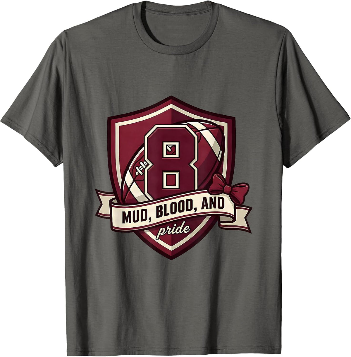 Mud Blood and Pride Rugby Graphic Design T-Shirt - Asphalt Grey