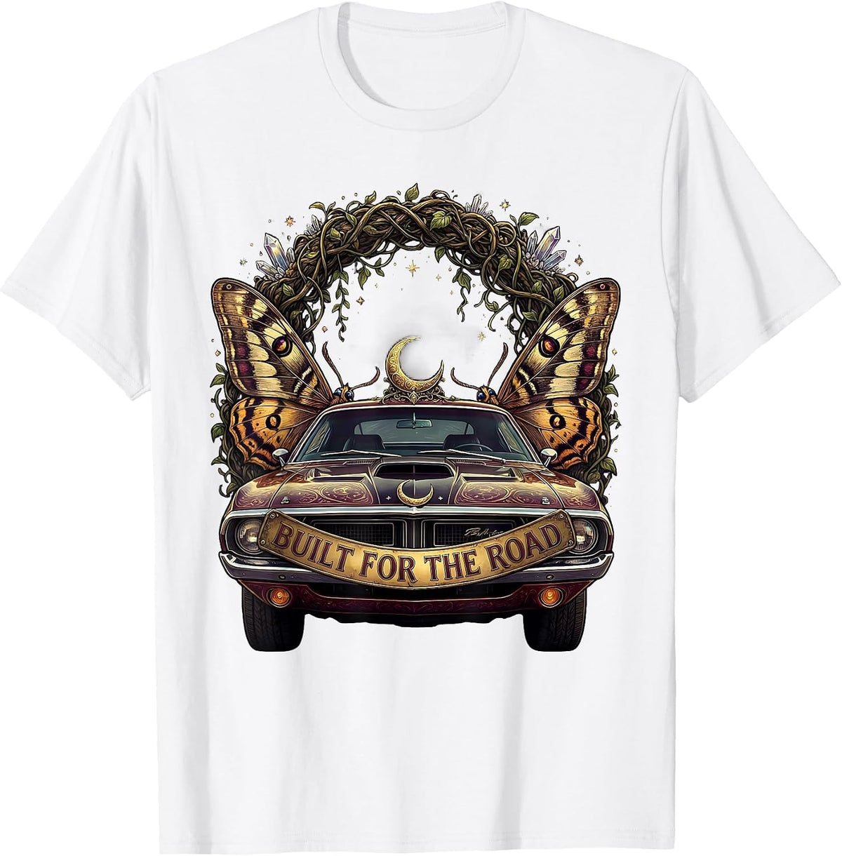 Men's Built for the Road Car Enthusiast Design T-Shirt - White